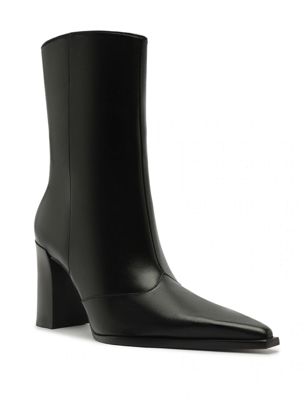 REVOLVE SCHUTZ Black Pointed Toe Mid-Calf Block Heel Boots